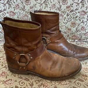 Brown Frye leather ankle boots